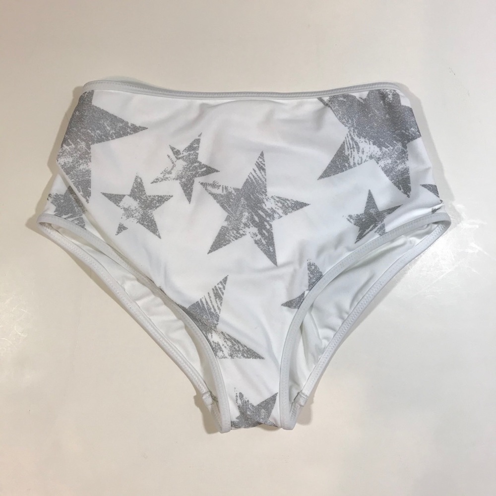 NWOT AERIE Silver Stars Swim High Rise Bottoms XS